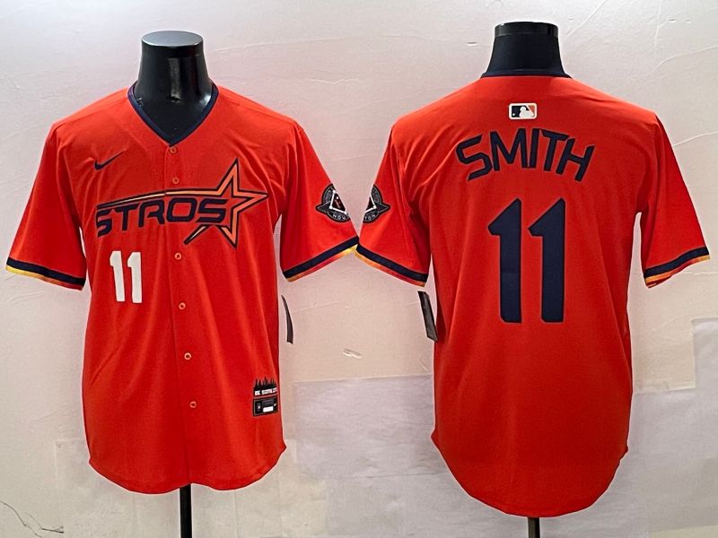 Men Houston Astros #11 Smith Orange three generations Joint Name Nike 2025 MLB Jersey style 5->houston astros->MLB Jersey